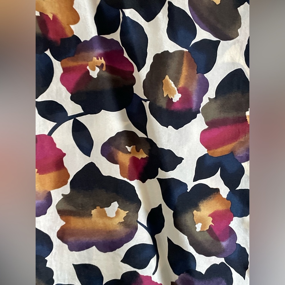 Silk Floral Watercolor Oblong Scarf Artsy Eccentric Bold - Picture 2 of 6